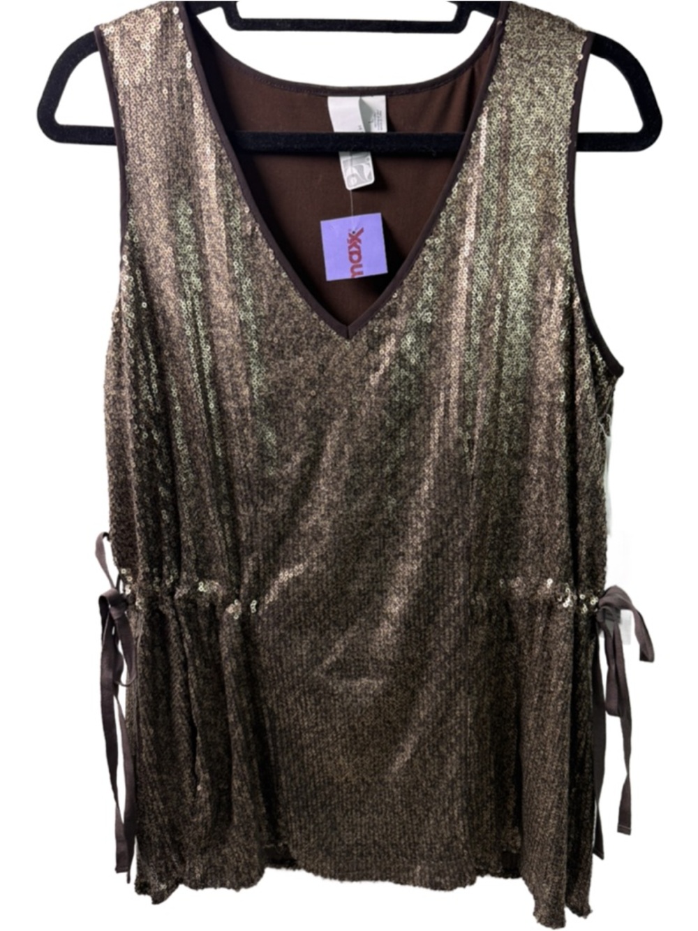 2B.Rych Brown V-Neck Sleeveless Top with Side Ties